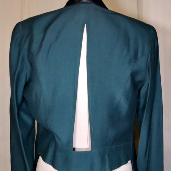 Gorgeous Dark Blue Green Jacket with Satin Fringe Detail - Picture 2 of 3